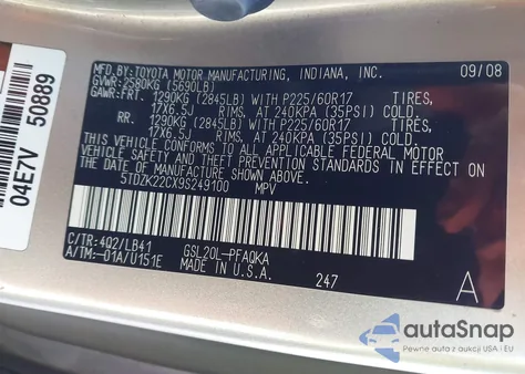 2009 Toyota Sienna Xle from USA, damaged, VIN 5TDZK22CX9S249100